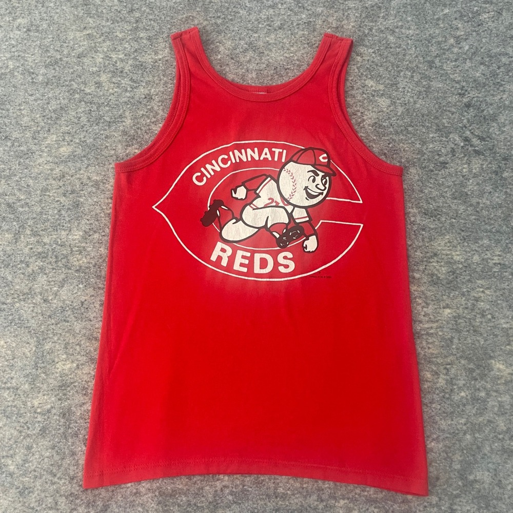 VTG Wolf Cincinnati Reds Tank Top Mr. Redlegs MLB 1990 Graphic Red Mens M 38-40